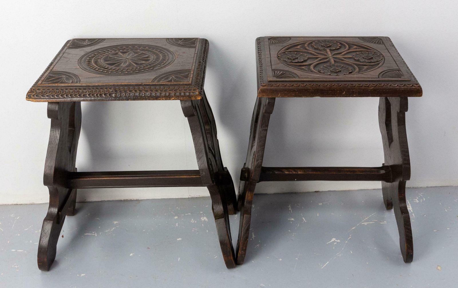 French Massive Chestnut Pair Of Stools From Britanny, Late 19th Century £1,068.47per Set photo 1068.0