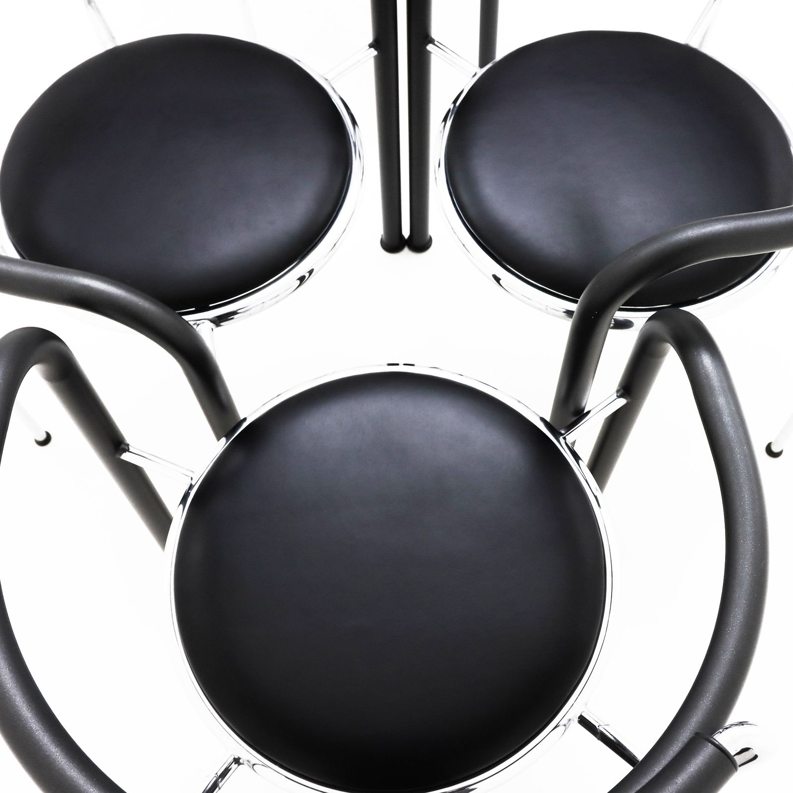 A Set Of 4 Rud Thygesen And Johnny Sorensen Dark Horse Chairs In Chrome And Black Leather photo vinterior
