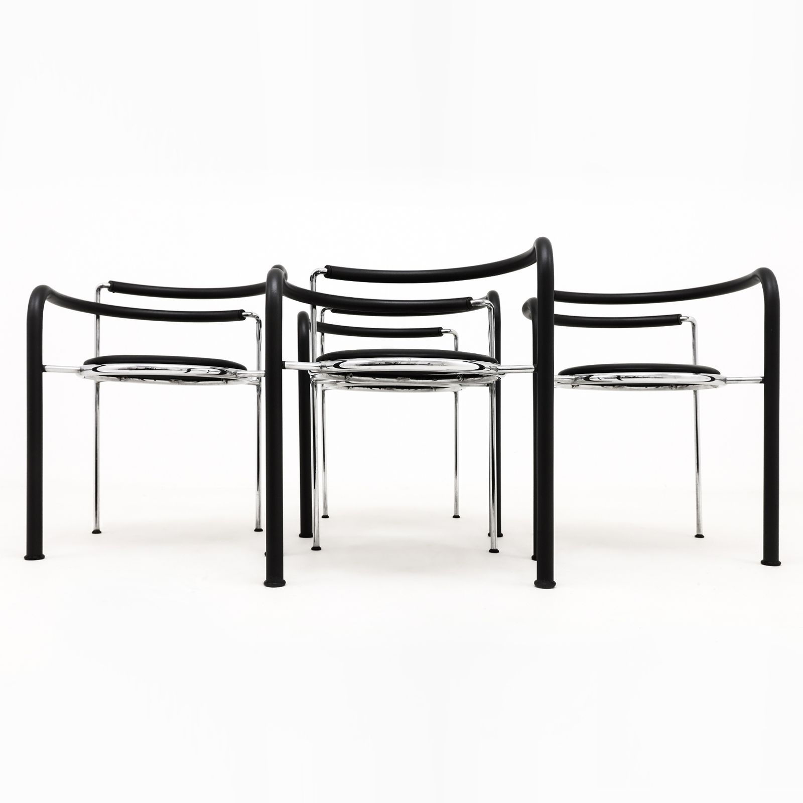 A Set Of 4 Rud Thygesen And Johnny Sorensen Dark Horse Chairs In Chrome And Black Leather photo furniture