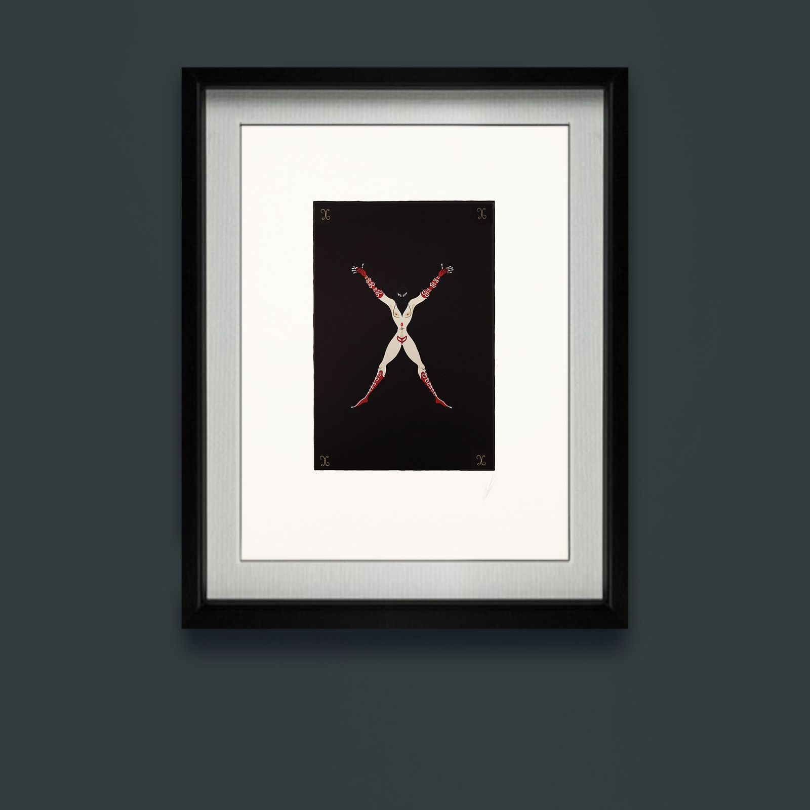 Rare Artist Proof Letter ‘X’ Erté (Romain De Tirtoff)  Alphabet Limited Edition Serigraph Print From 1976 photo vintage