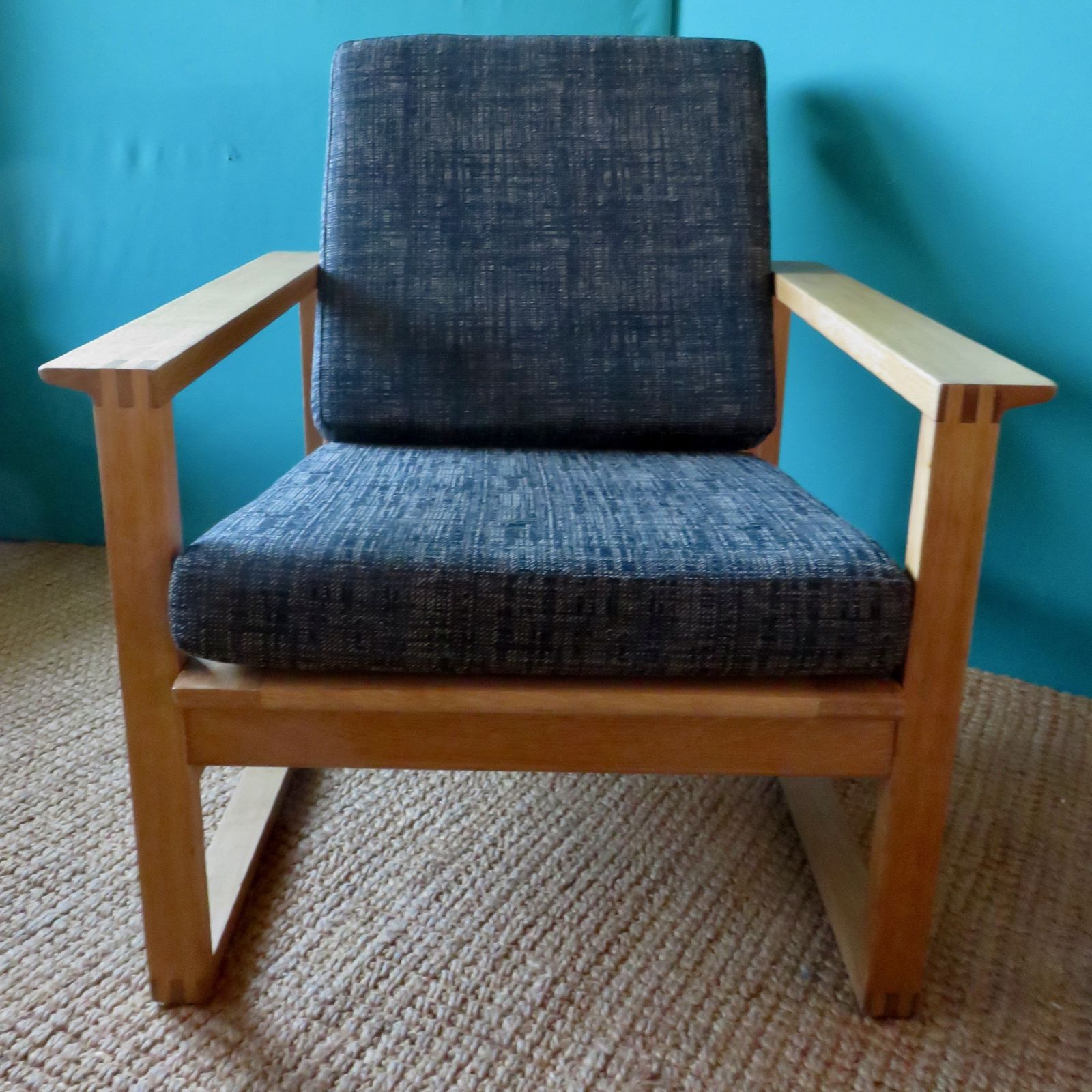 Vintage Armchair In Light Oak By Borge Mogensen, Denmark 1965
