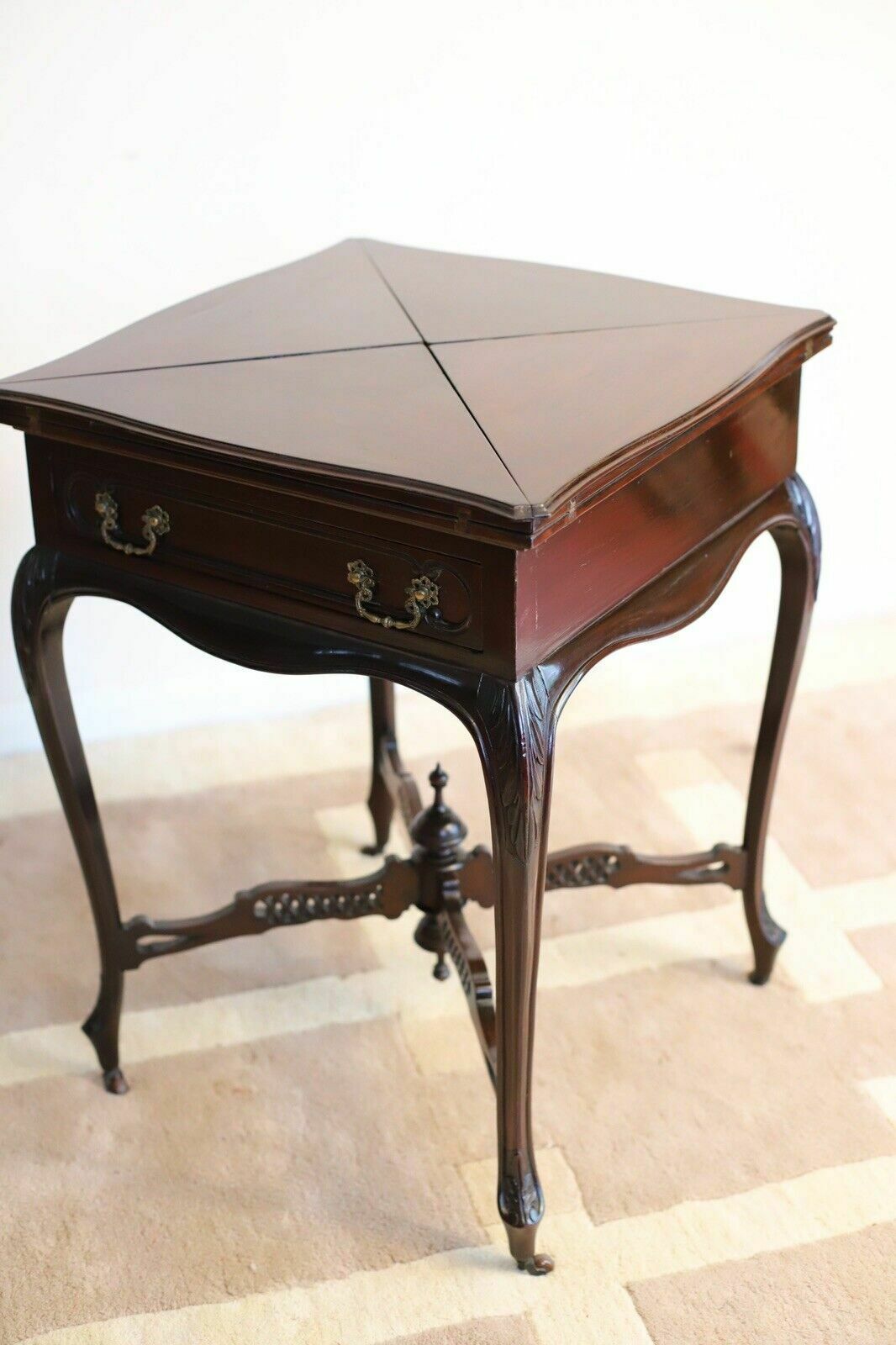 An Edwardian Mahogany Envelope Card Table By Allen & Appleyard photo Furniture