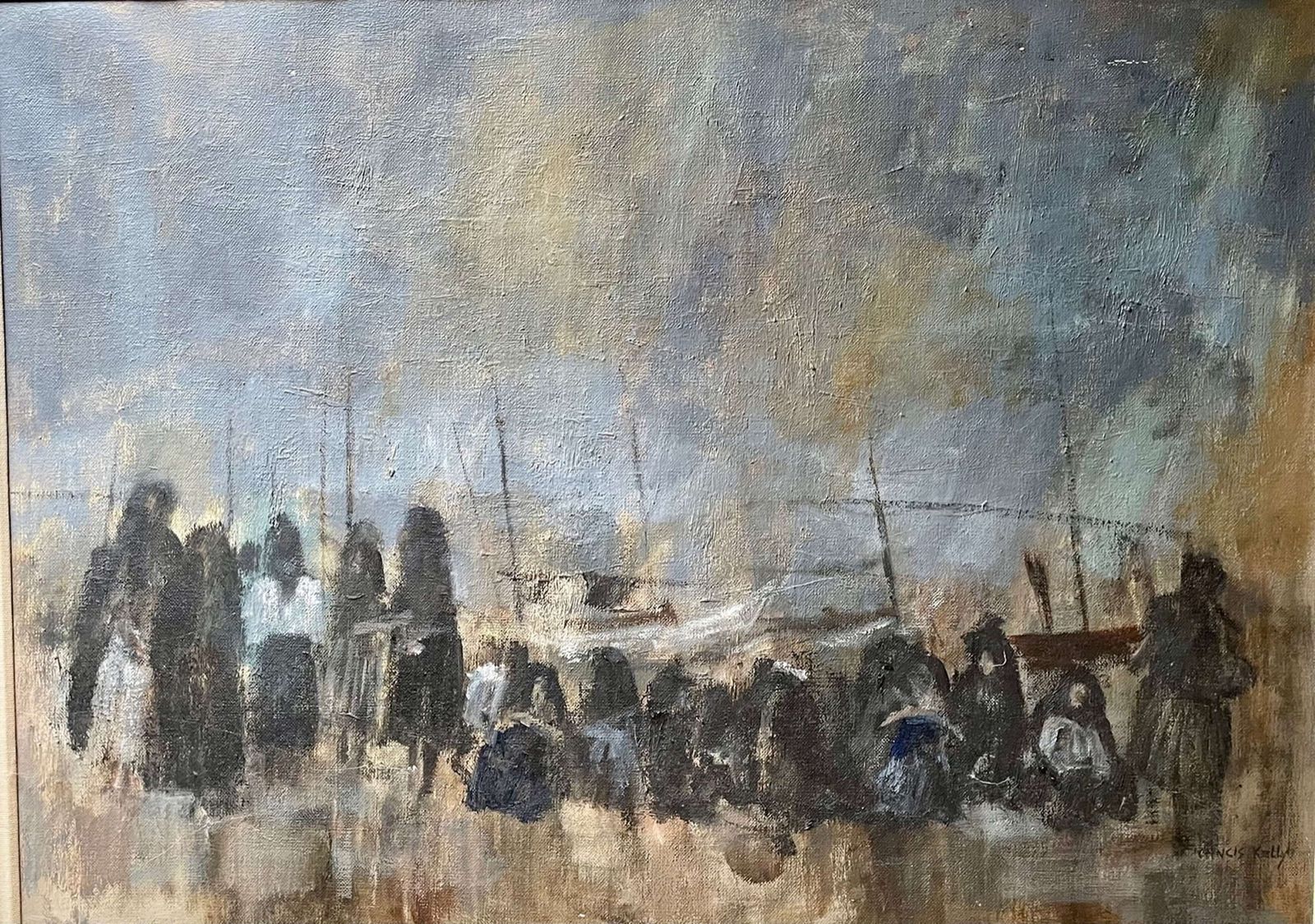 Francis Kelly, Oil On Canvas, Women Waiting At Nazarre photo furniture