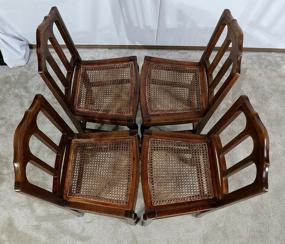 Set Of 4 Solid Oak Chairs, 19th Century photo vinterior