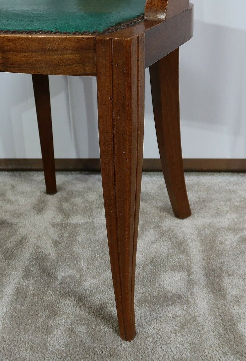 photo vintage Suite Of 8 Gondola Chairs In Solid Walnut, Art Deco – 1930