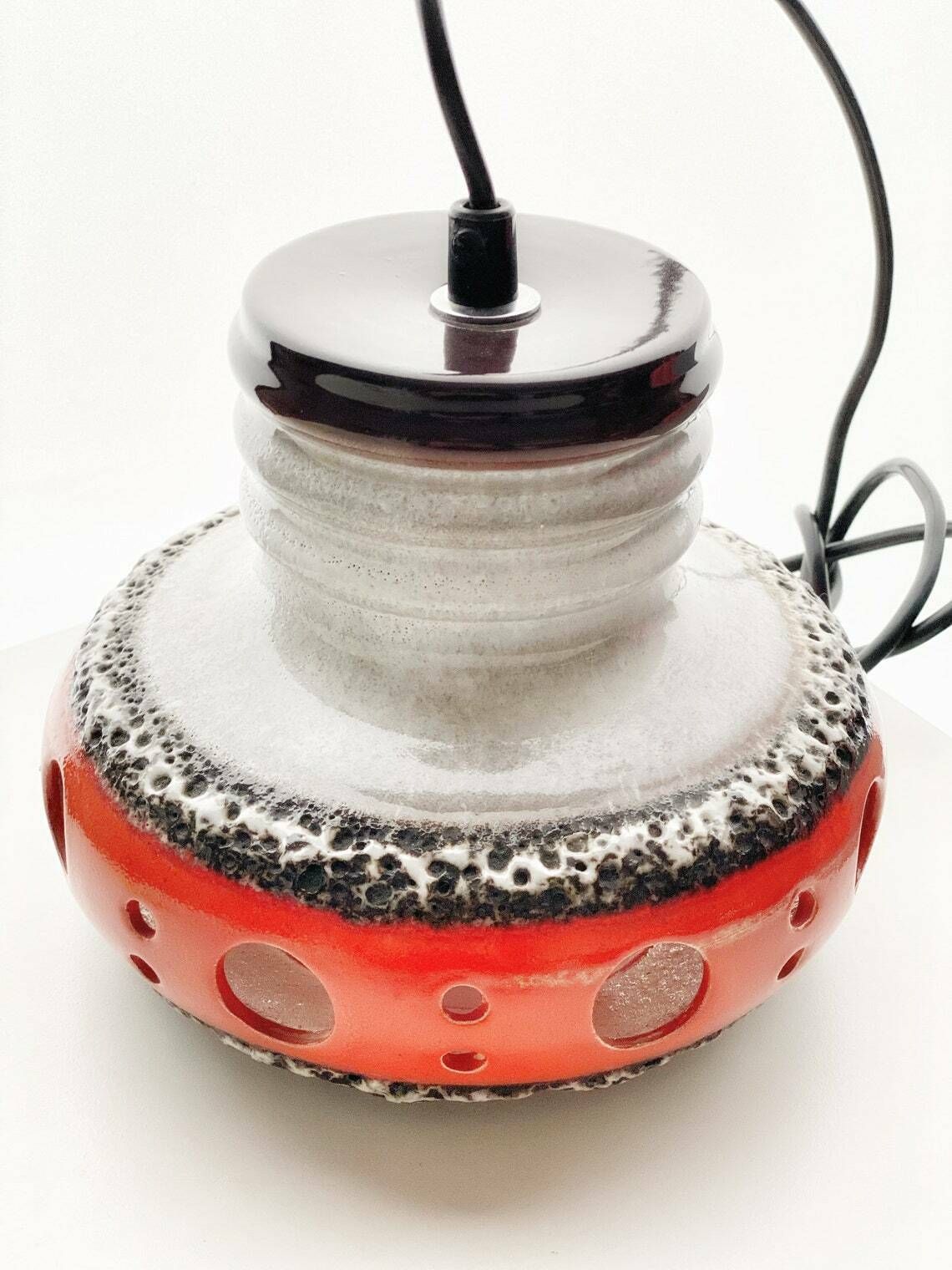 Herda Ceramic Volcanic Lava Ufo 3 Light Pendant Amsterdam, 1970s, Space Age,Mid Century Modern Lighting photo buy