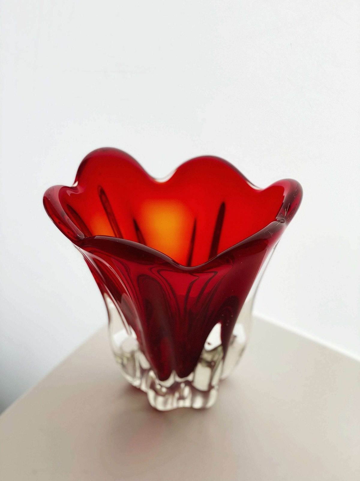 Dramatic Free Form 1950s Japanese Glass Vase photo furniture