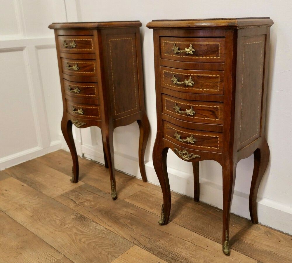 A Pair Of French Dainty Four Drawer Ormolu Side Cabinets photo Furniture