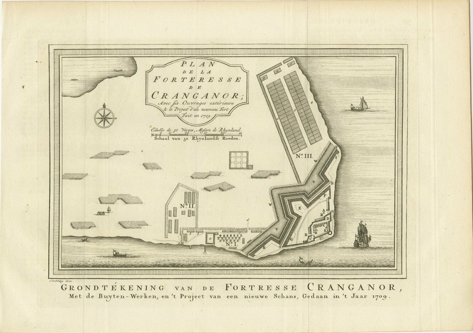 Antique Print Of The Kodungallur Fortress, India