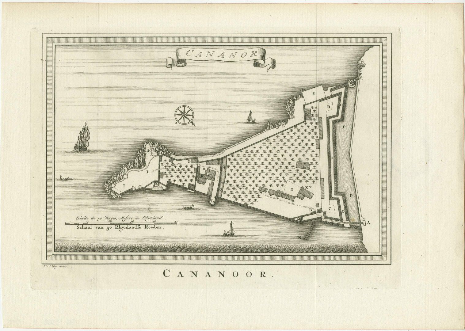 Antique Print Of Cannanore Fort, Kerala, India