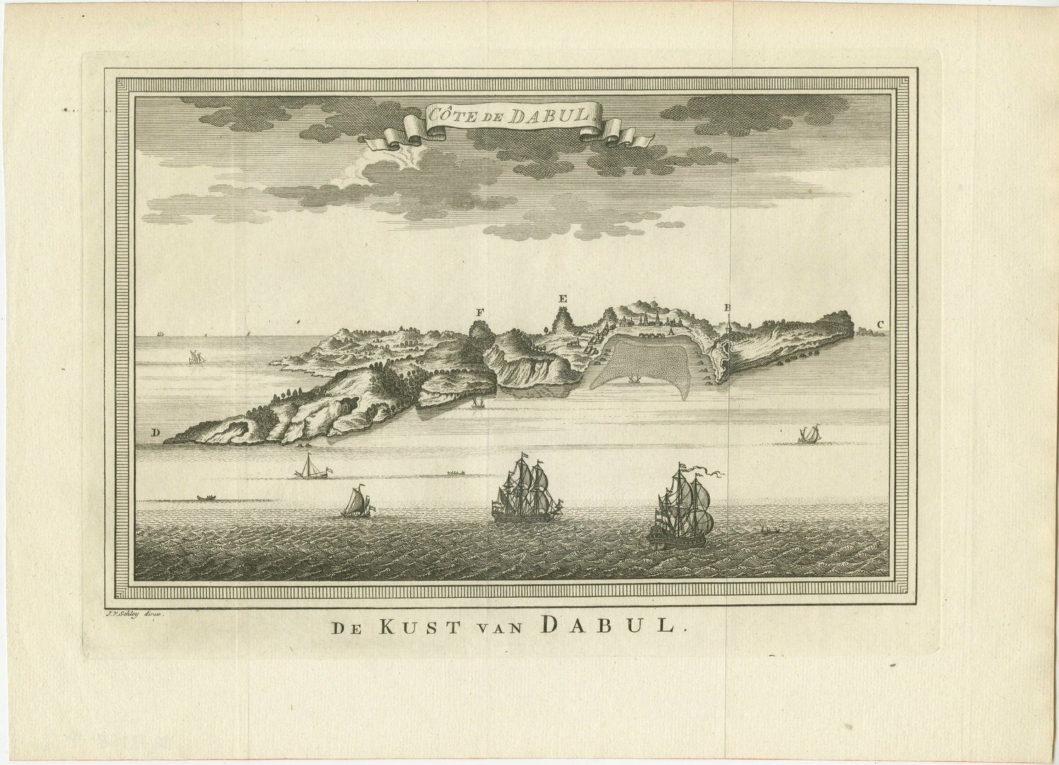 Antique Print Of The Coast Of Dabhol, Dabul, India
