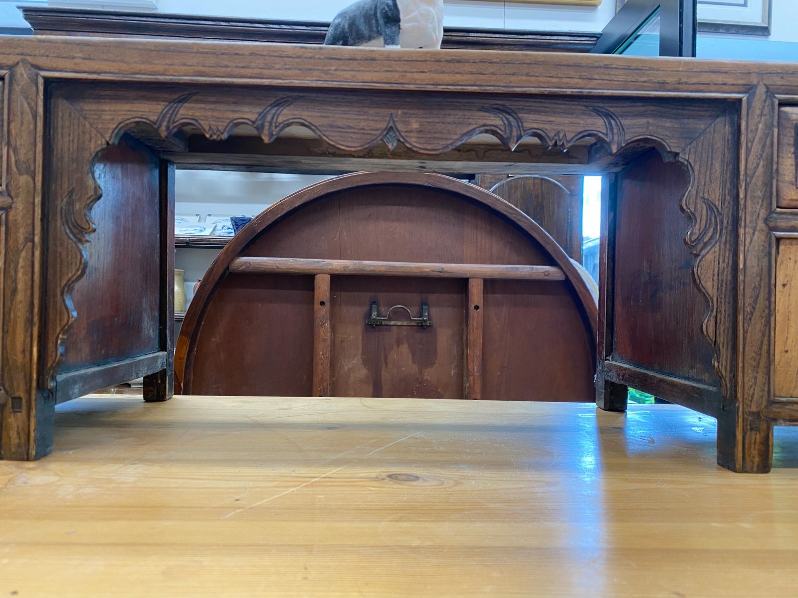 Mid 19th Century Chinese Elm Low Alter Cabinet photo Furniture