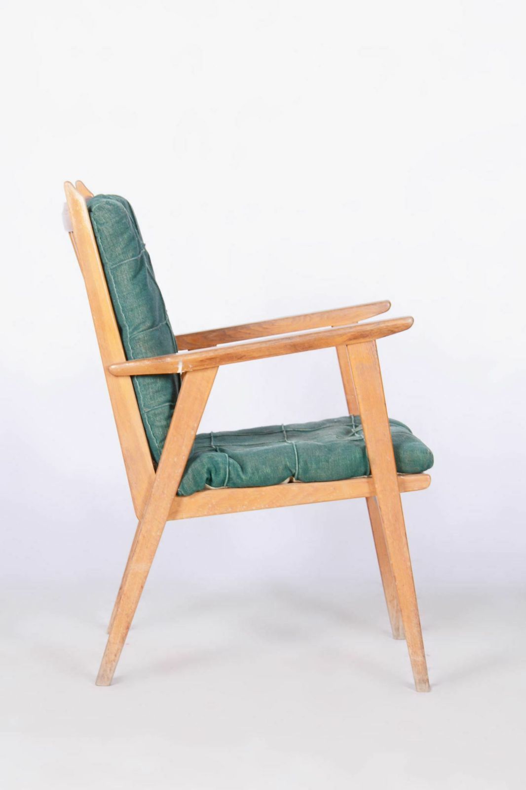 Original Oak Midcentury Armchair By Jan Vanek, Revived Polish, Czechia, 1950s photo buy