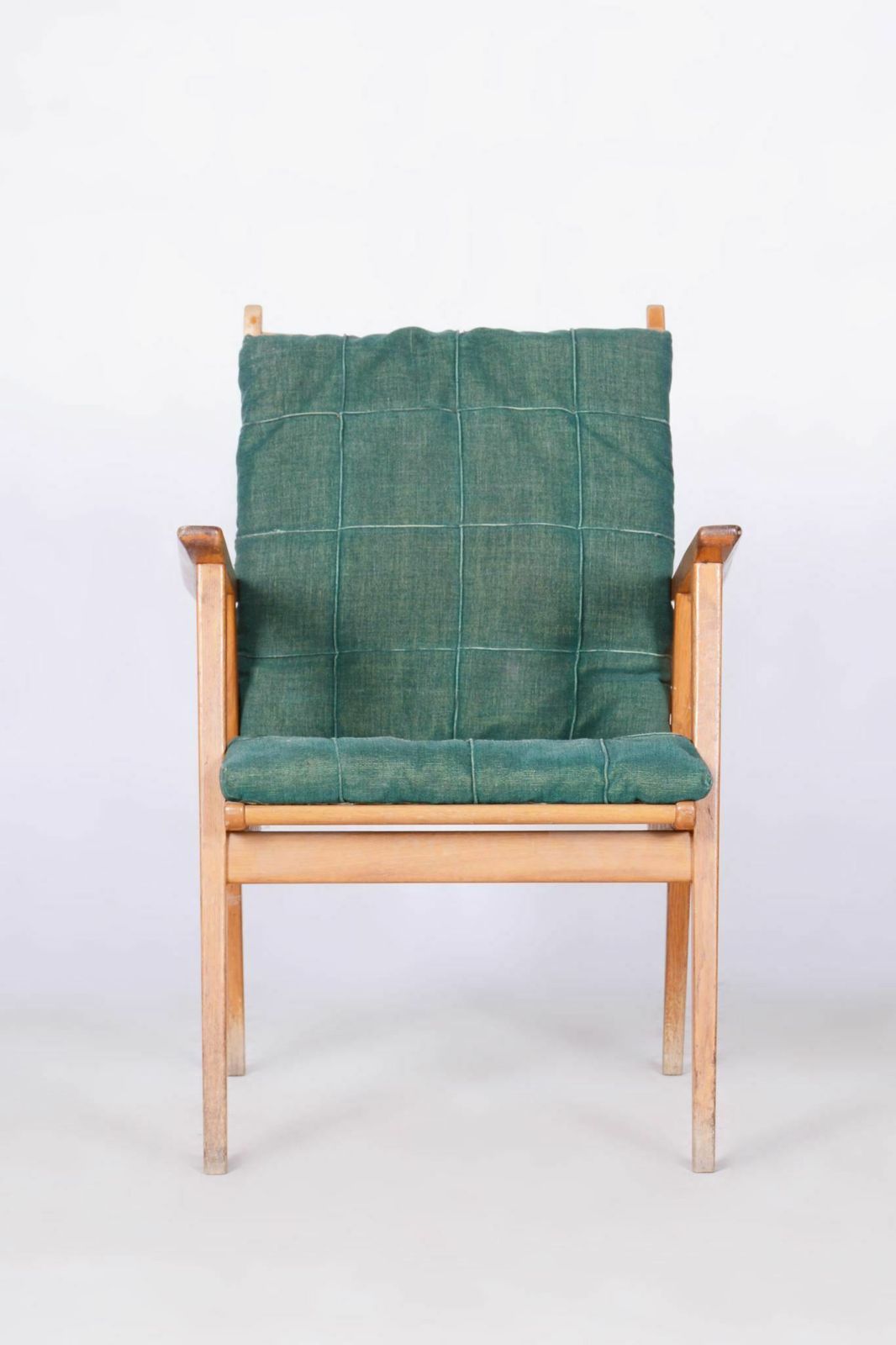 Original Oak Midcentury Armchair By Jan Vanek, Revived Polish, Czechia, 1950s photo vintage