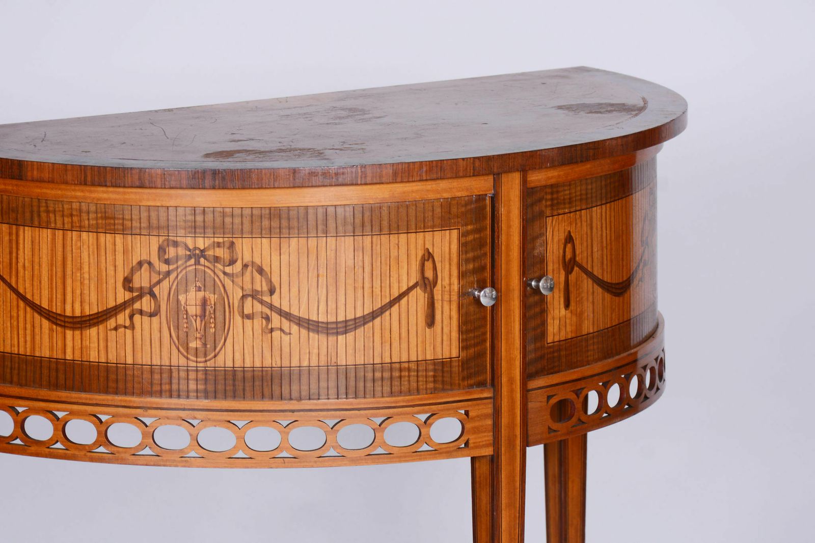 Restored Biedermeier Side Table, Walnut, Maple, Unique Marquetry, France, 1850s photo buy
