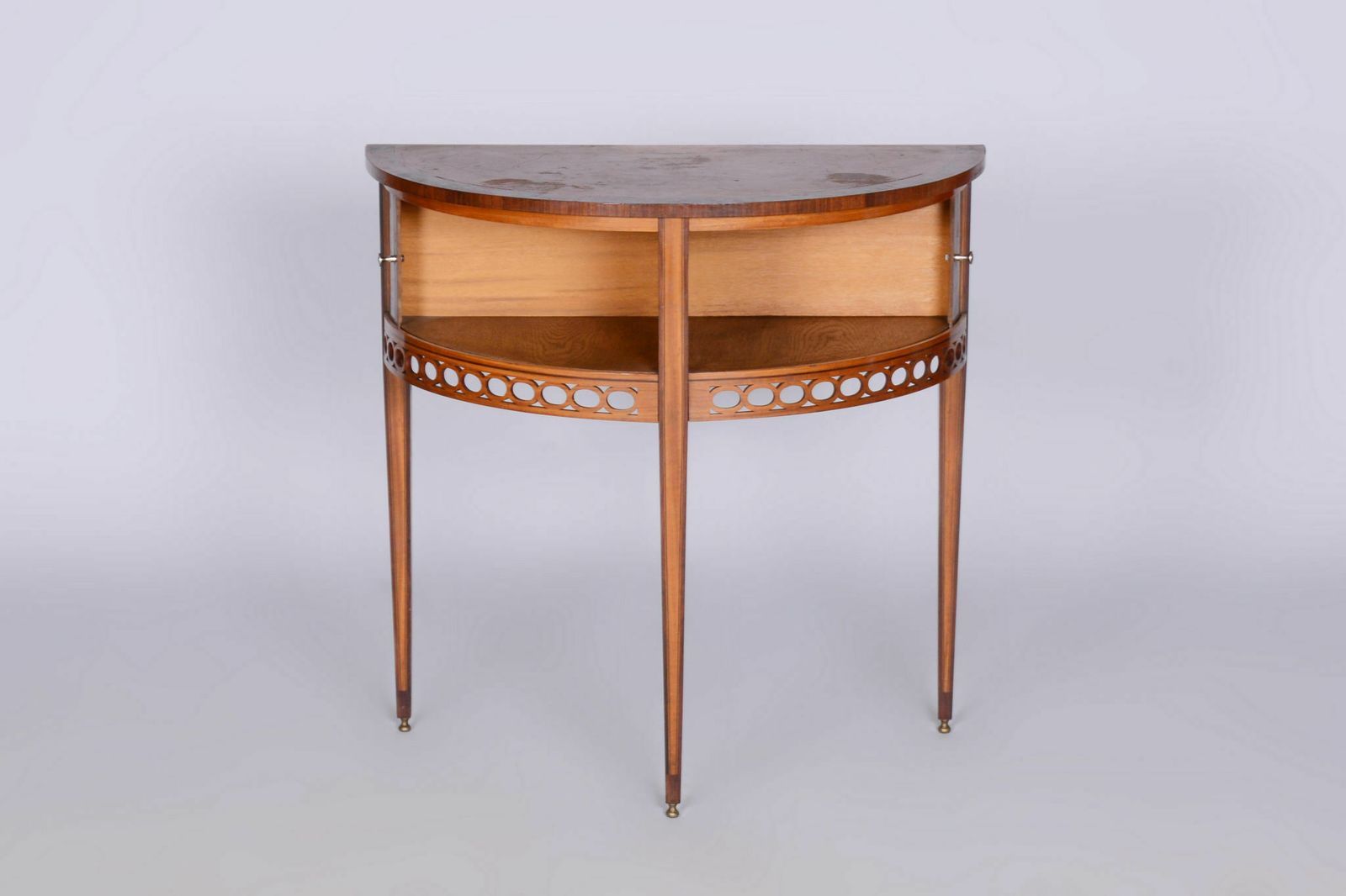 Restored Biedermeier Side Table, Walnut, Maple, Unique Marquetry, France, 1850s photo vintage