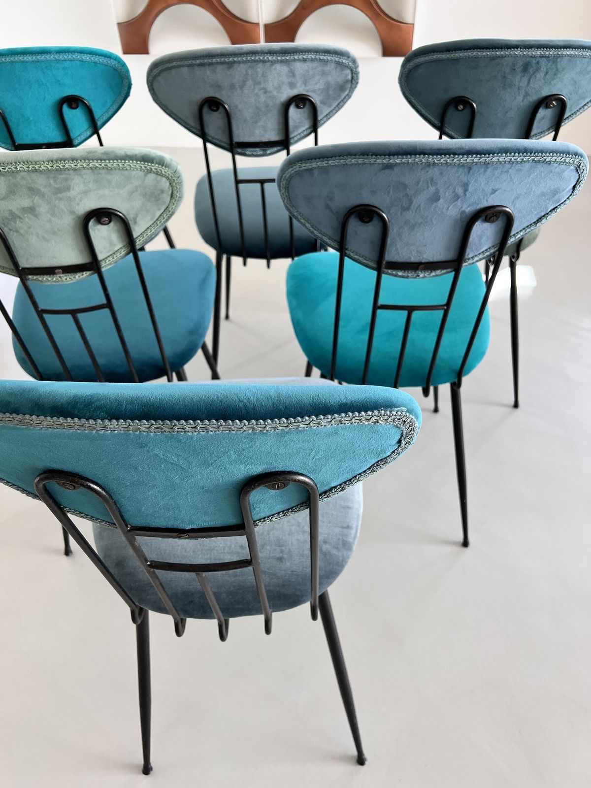 Italian Midcentury Dining Or Kitchen Chairs Re Upholstered In Velvet, 1960s photo Furniture