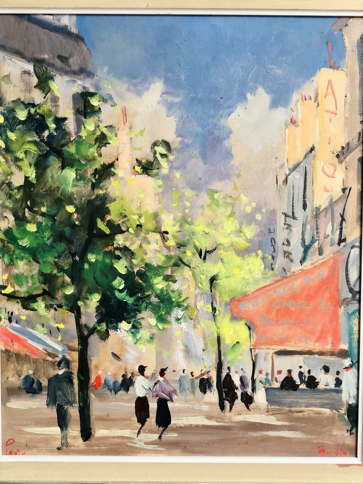 Paris Oil Painting Mid Century Parisian Cafe Scene photo furniture