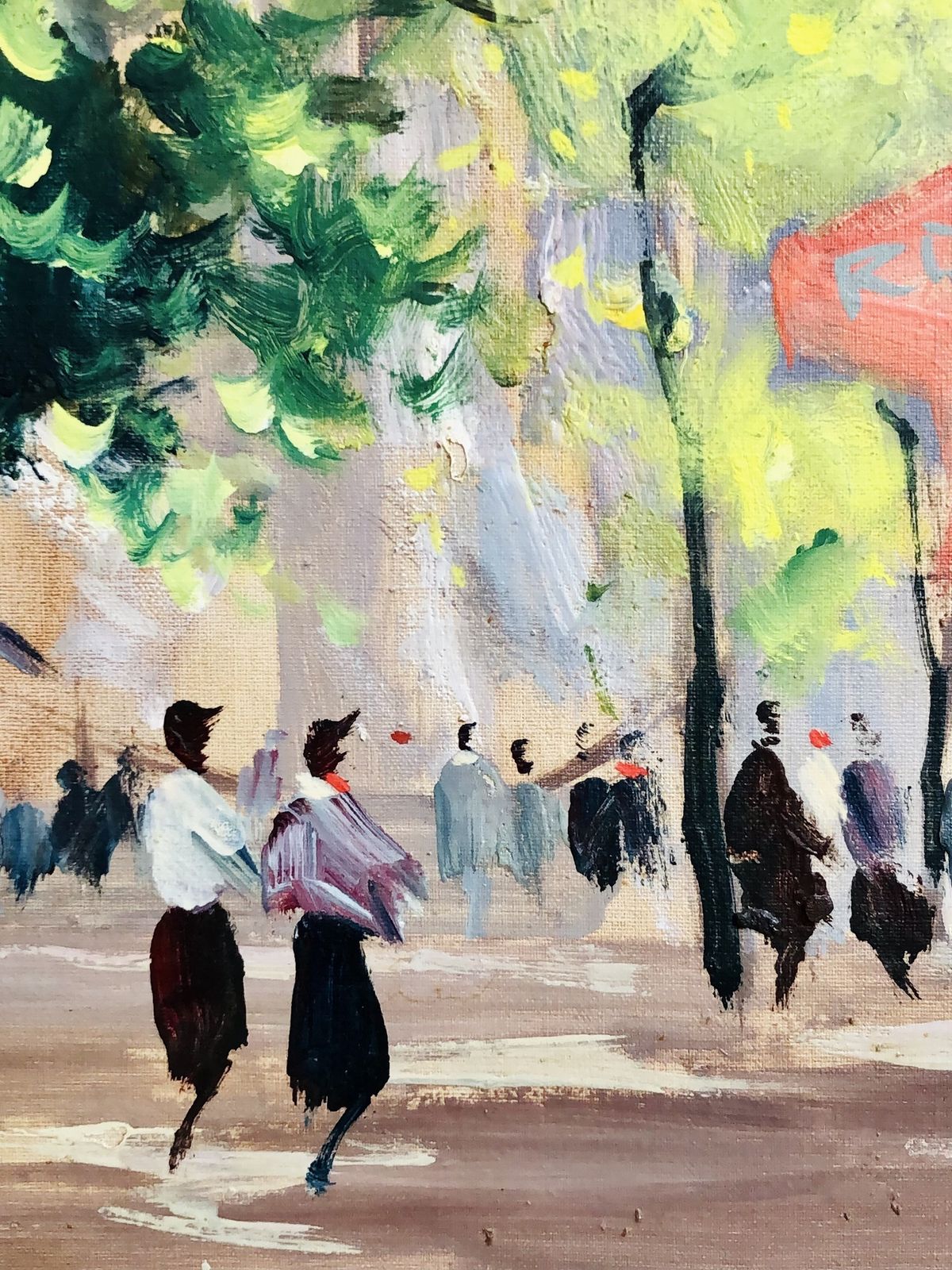 Paris Oil Painting Mid Century Parisian Cafe Scene photo 460.0