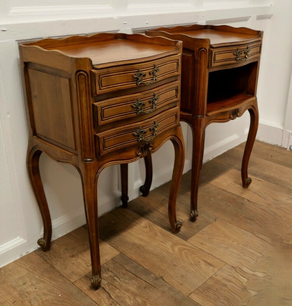 Pair Of French Cherry Wood Bedside Cabinets Or Cupboards photo for sale