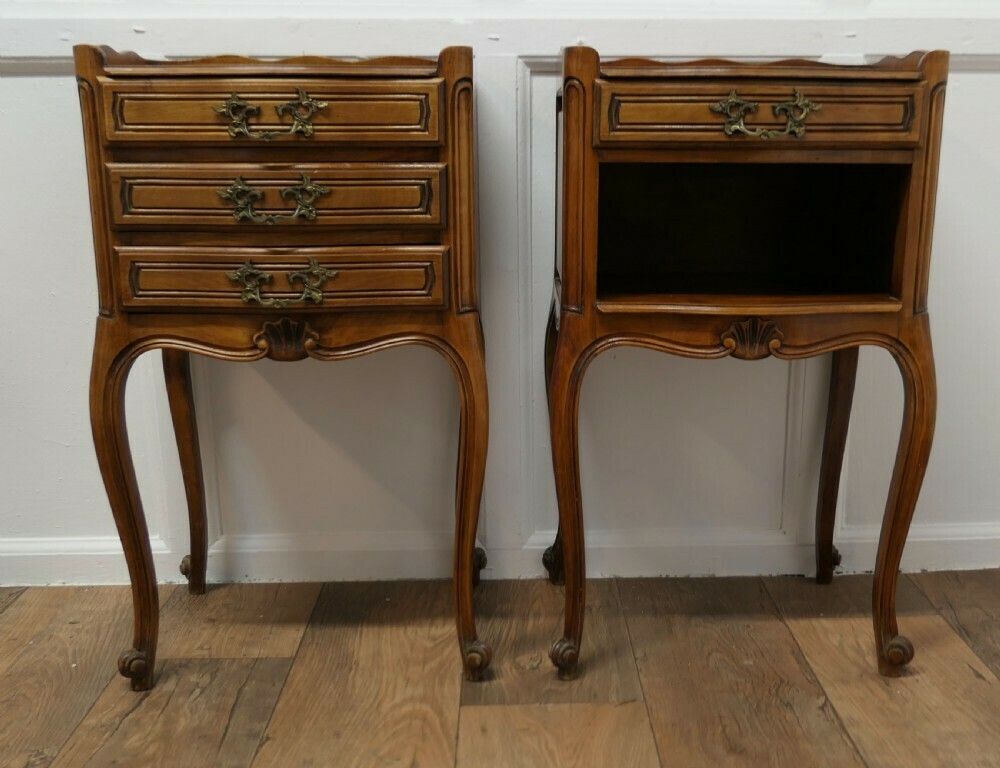 Pair Of French Cherry Wood Bedside Cabinets Or Cupboards photo Furniture