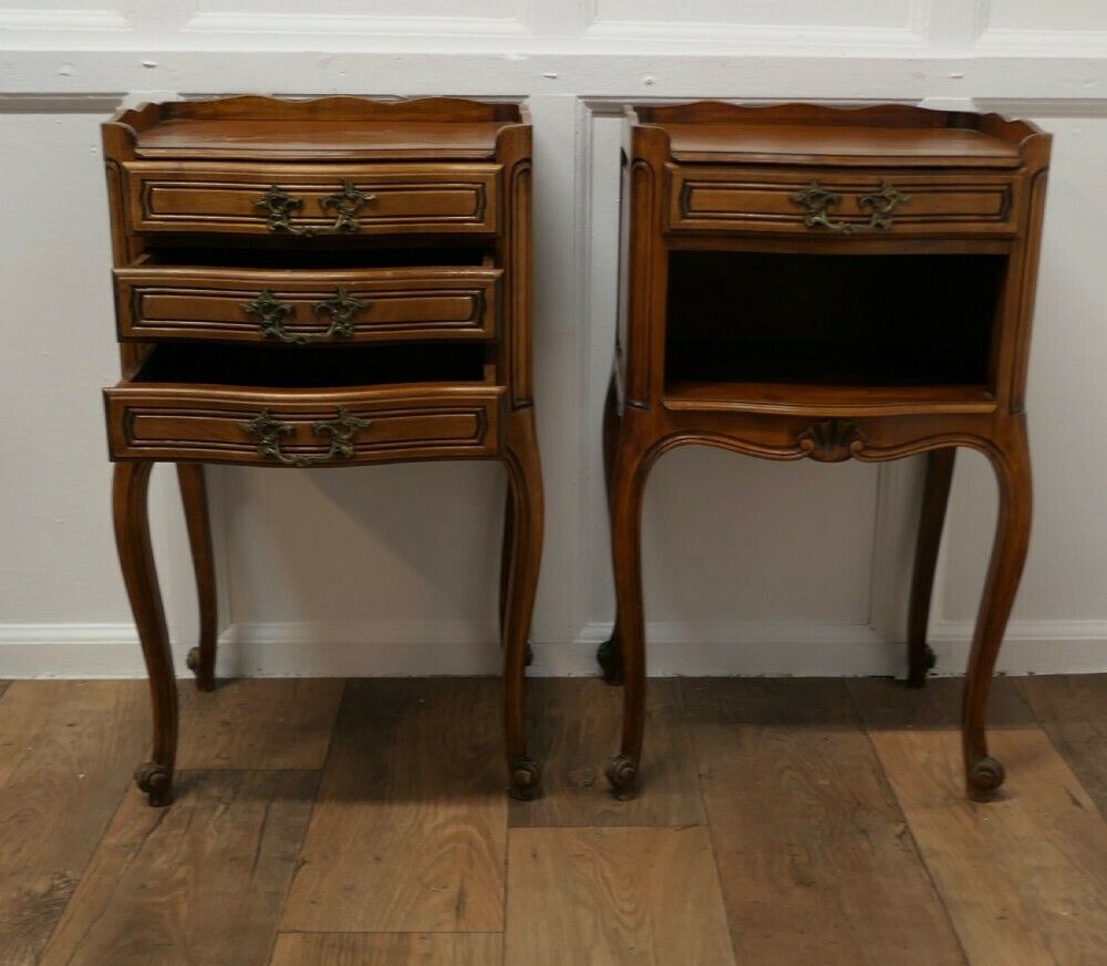 photo furniture Pair Of French Cherry Wood Bedside Cabinets Or Cupboards