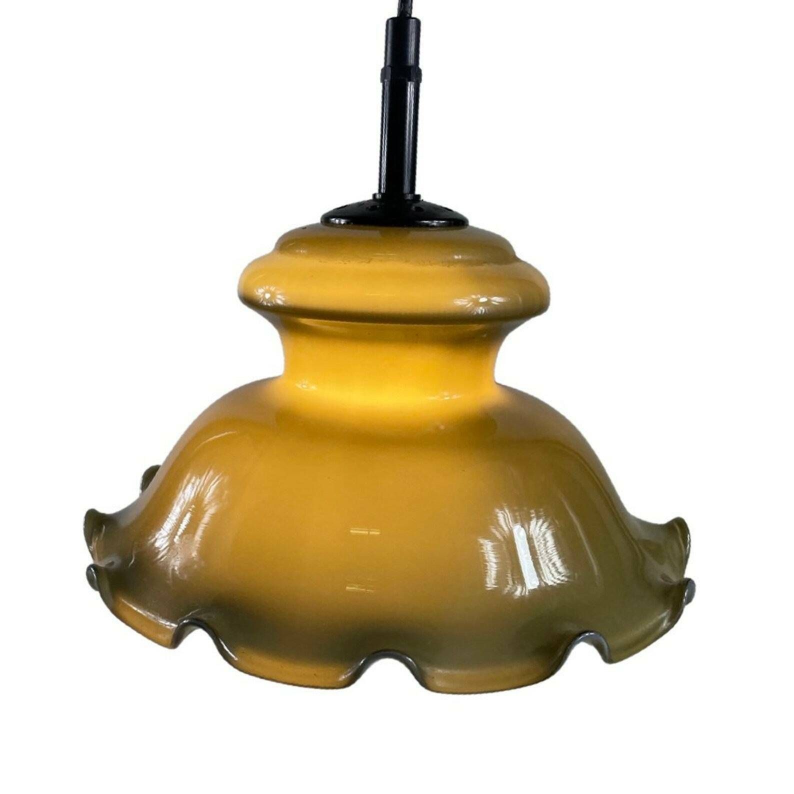 Vintage   Skirt / Hankerchief Shaped Lamp   Hanging Fixture   Glass   Green Outside / White Inside photo Lighting
