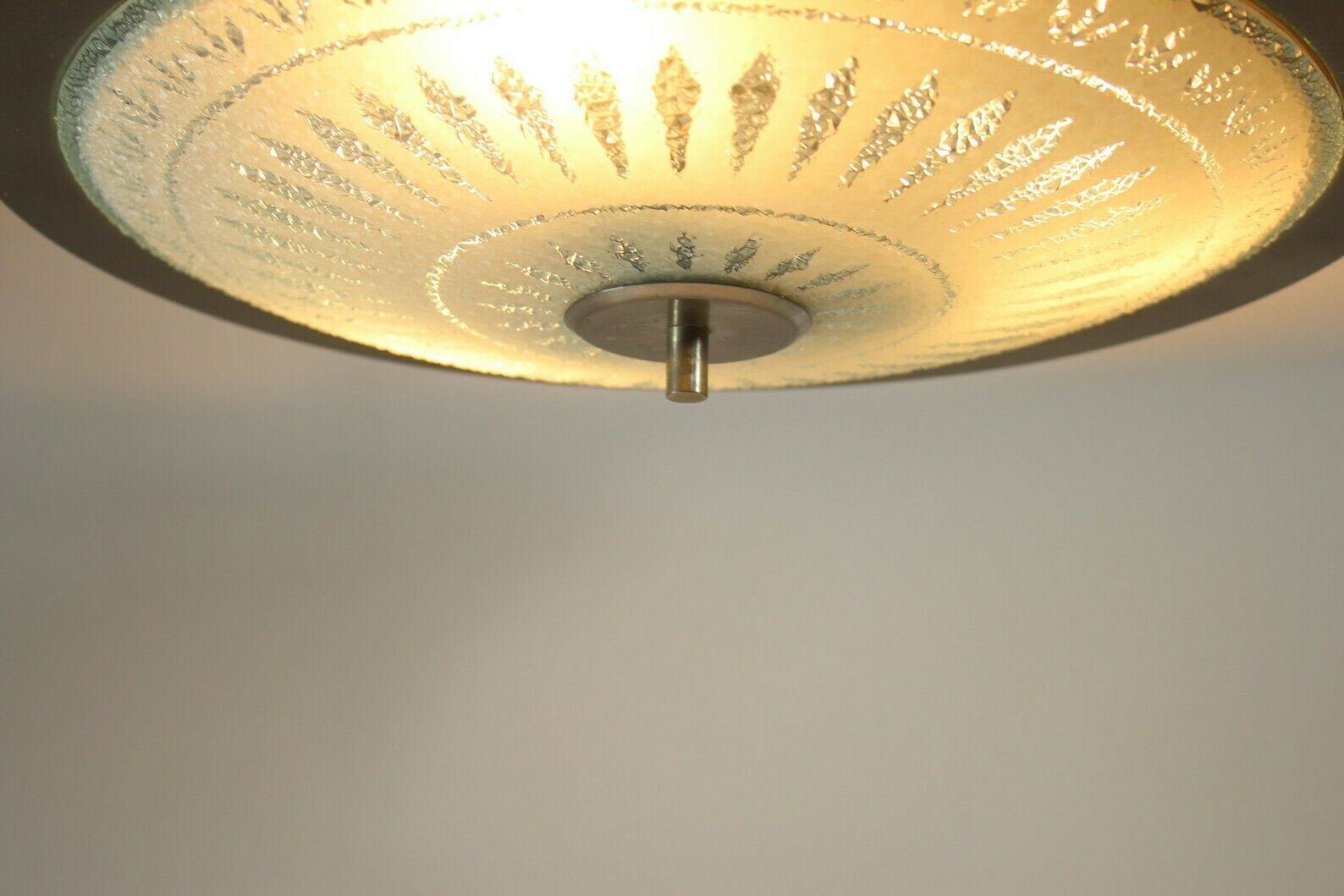 Vintage 70’s Hanging Pendant With Glass Bottom And Metal Brim photo vintage