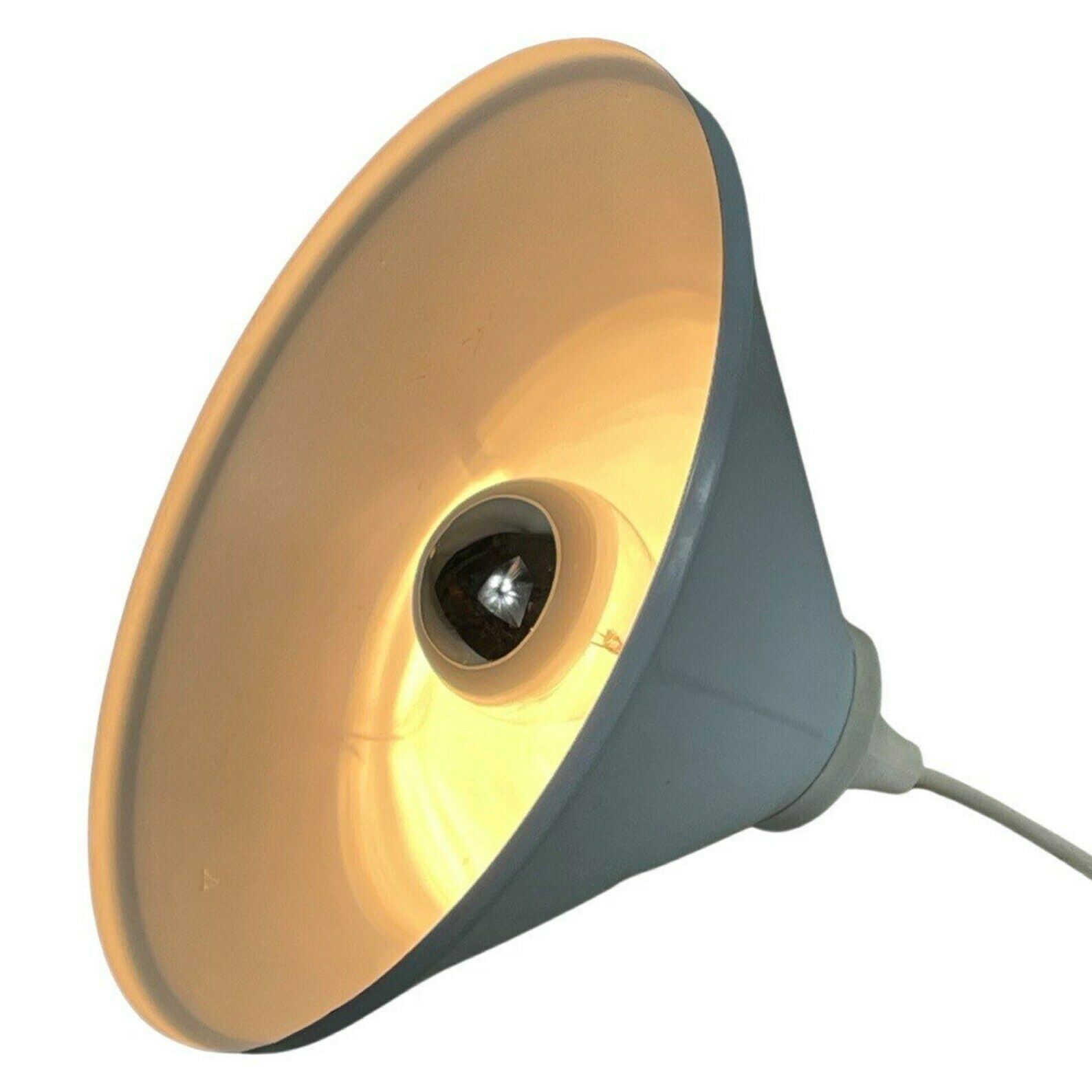 Mid Century Modern   Hanging Pedant In Baby Blue Enameld Steel   Scandinavian  70’s photo Lighting