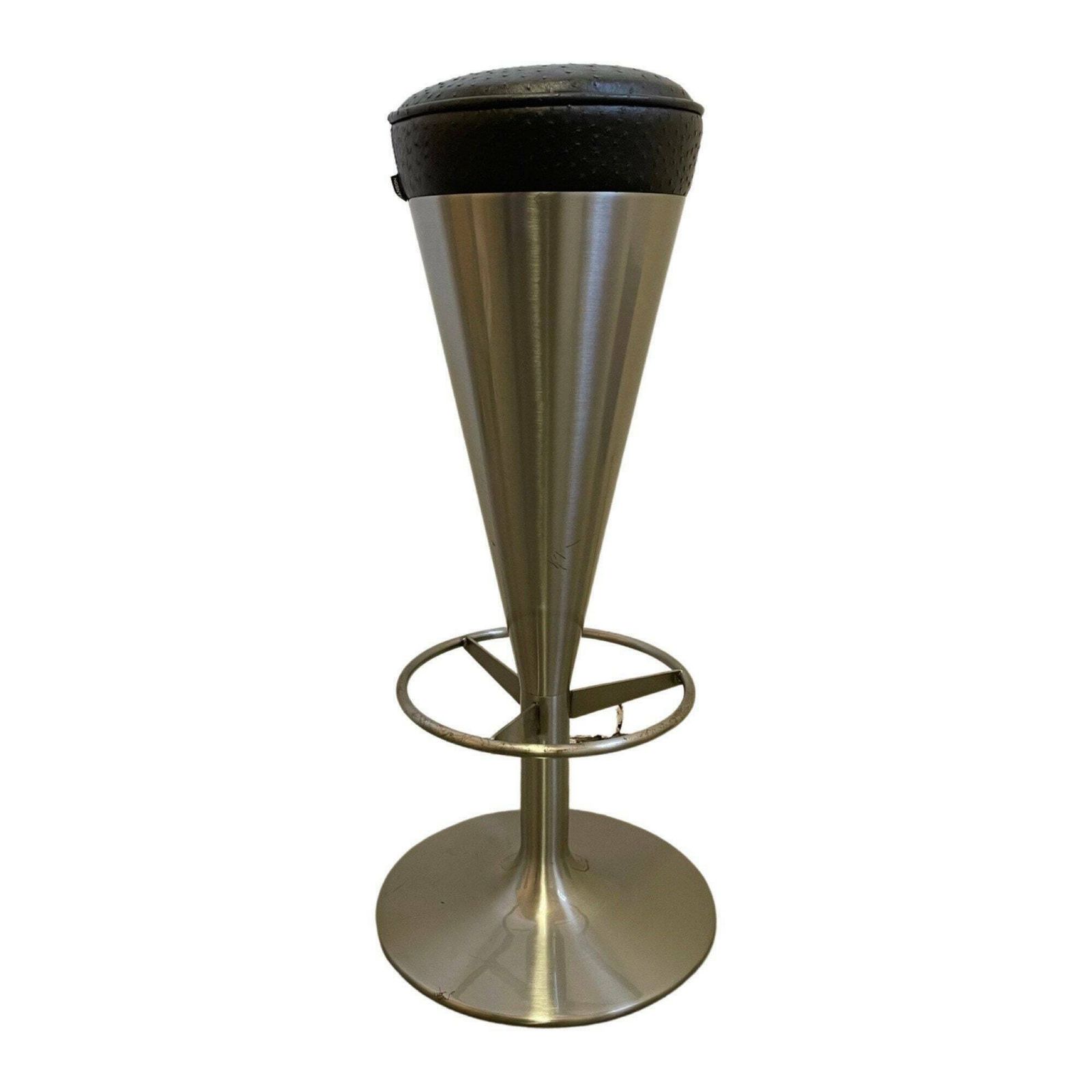Leo Thafvelin   Johanson Design (Sweden)   Stainless Steel Bar Stool Eitch Leather Seating   Marked On The Seating   Multiple In Stock