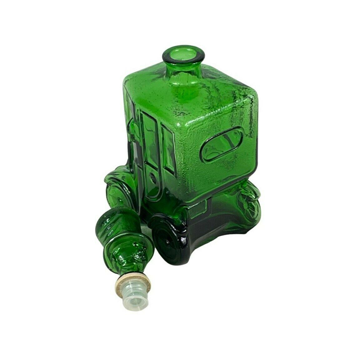 Empoli   Italy, 1960’s   Green Glass   Comical Car Decorative Bottle With Man In Hat As Top photo for sale