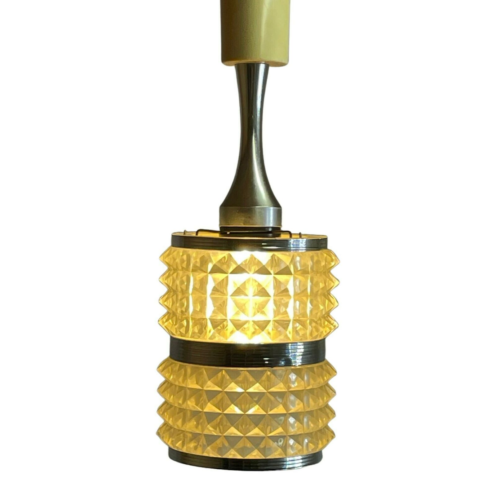 Vintage 70’s Hanging Pendant   Plastic Fantastic!   ‘Cut’ Plastic Motive And Matching Canopy photo Lighting