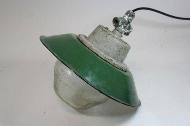 Industriële Hanglamp – Emaille En Geperst Glas