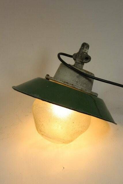 Industrial   Hanging Pendant   Enamel And Pressed Glass photo furniture