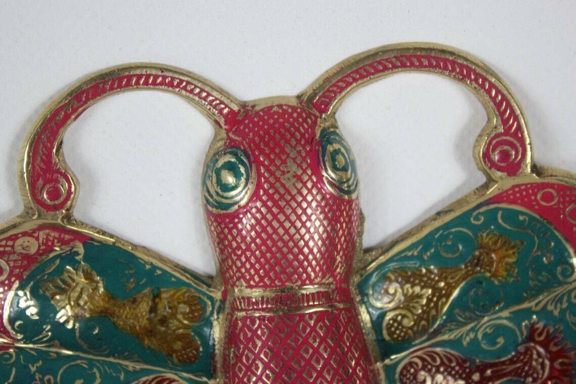 Enameld Brass Ashtray In The Shape Of A Butterfly   Ca. 1960   As New photo vintage