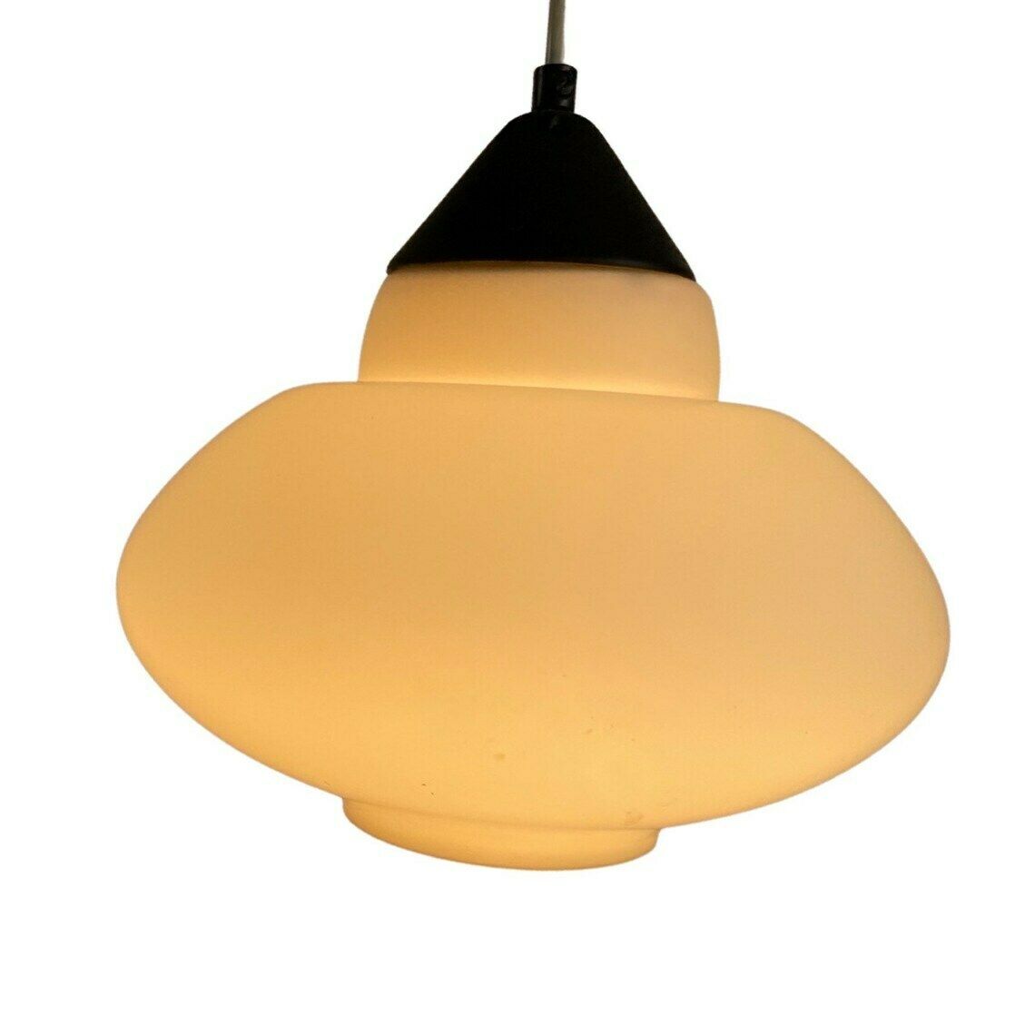 Vintage 50’s Mcm Hanging Pendant   Frosted / Semi Translucent White Glass   Louis Kalff / Phillips photo Lighting