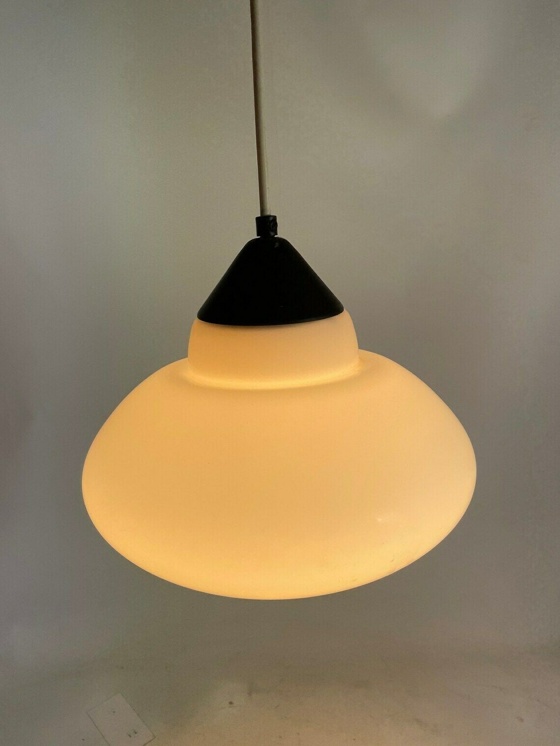 Vintage 50’s Mcm Hanging Pendant   Frosted / Semi Translucent White Glass   Louis Kalff / Phillips photo vinterior
