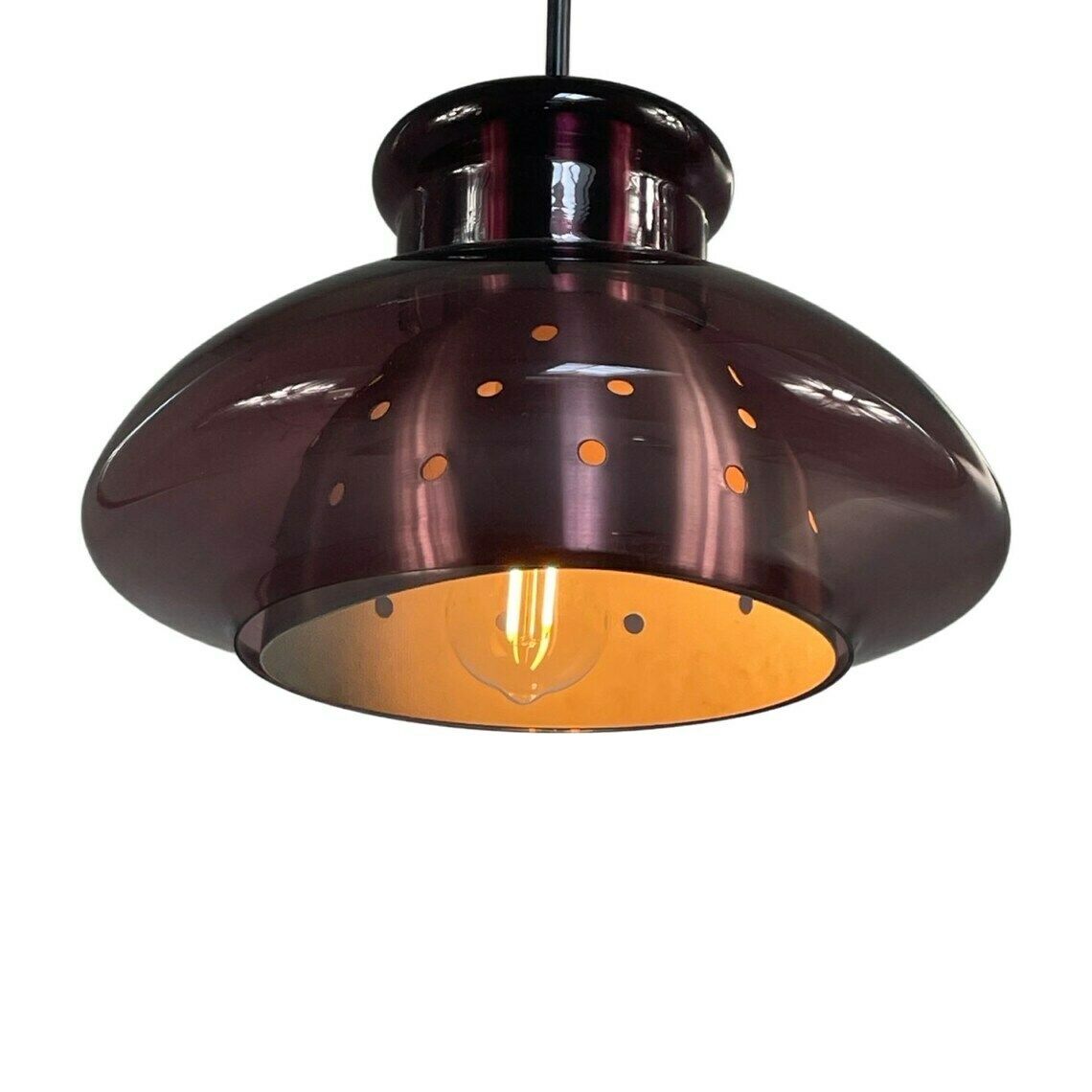 Doria Leuchten Purple Glass Hanging Pendant Space Age German Design photo furniture