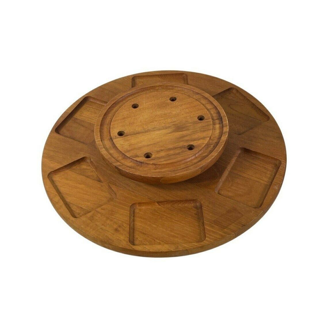 Digsmed   Lazy Susan / Serving Tray   Teak Wood And Smoked Glass   1950’s Scandinavian Design photo Home Decor