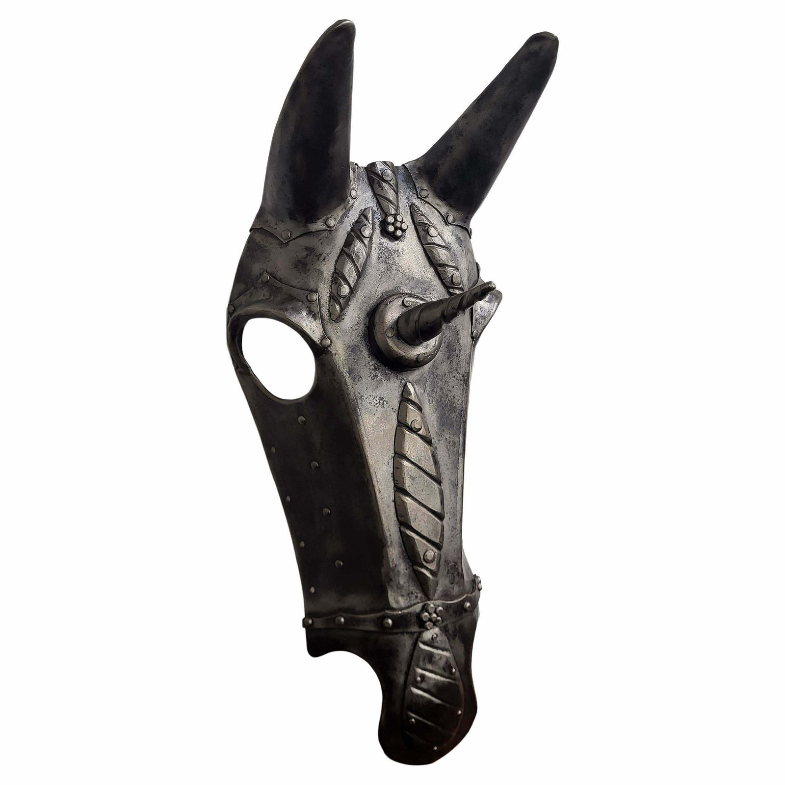 18th Century Italian Wrought Iron Chamfron, Shaffron, Horse Armour Mask
