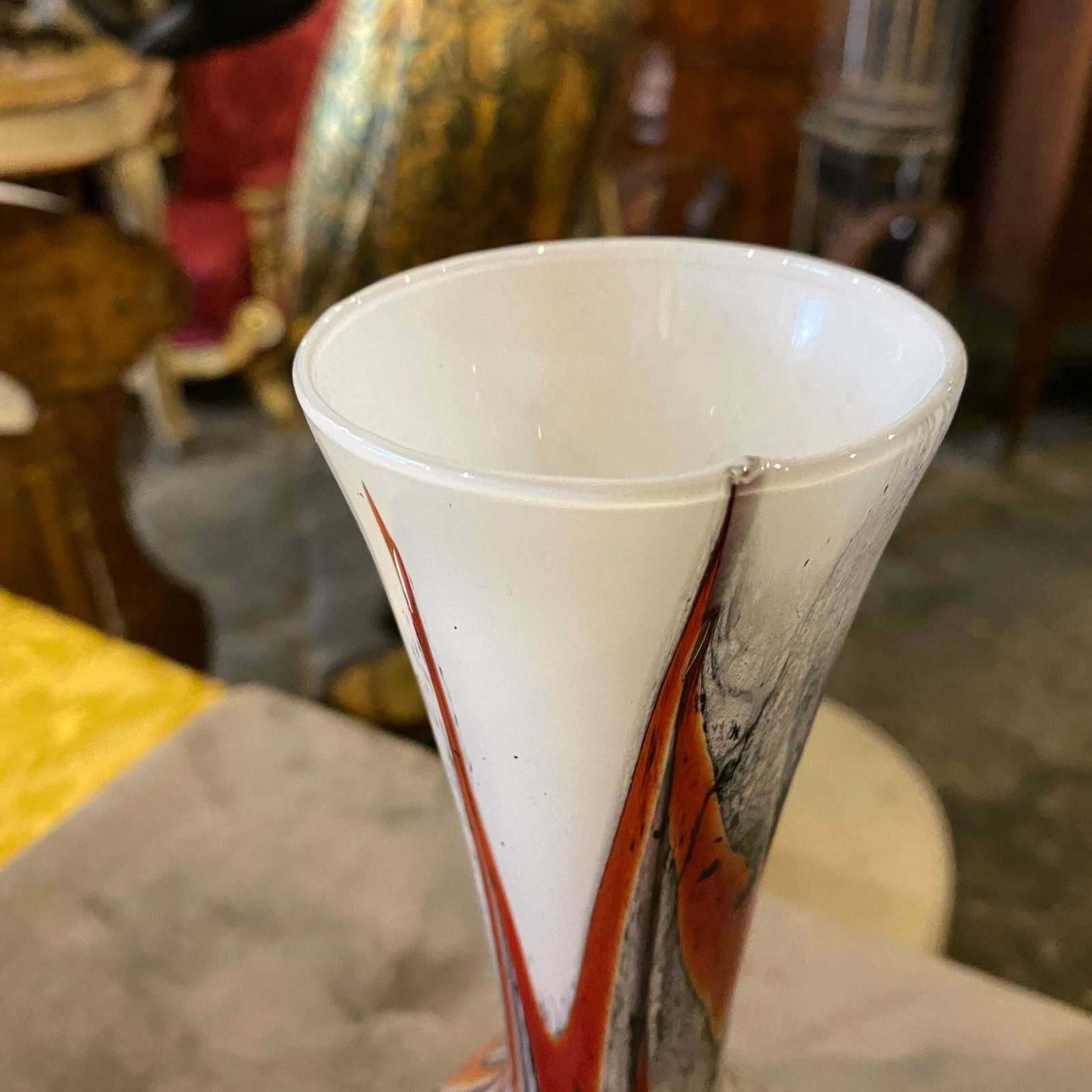 1970s Carlo Moretti Orange And Grey Opaline Glass Vase photo for sale
