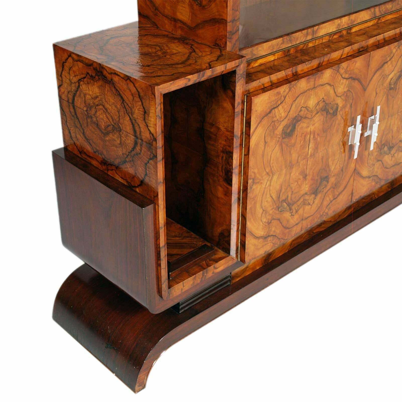 1930s French Art Decò Sideboard Buffet Dry Bar By Jules Leleu, In Walnut Briar photo 29069.32