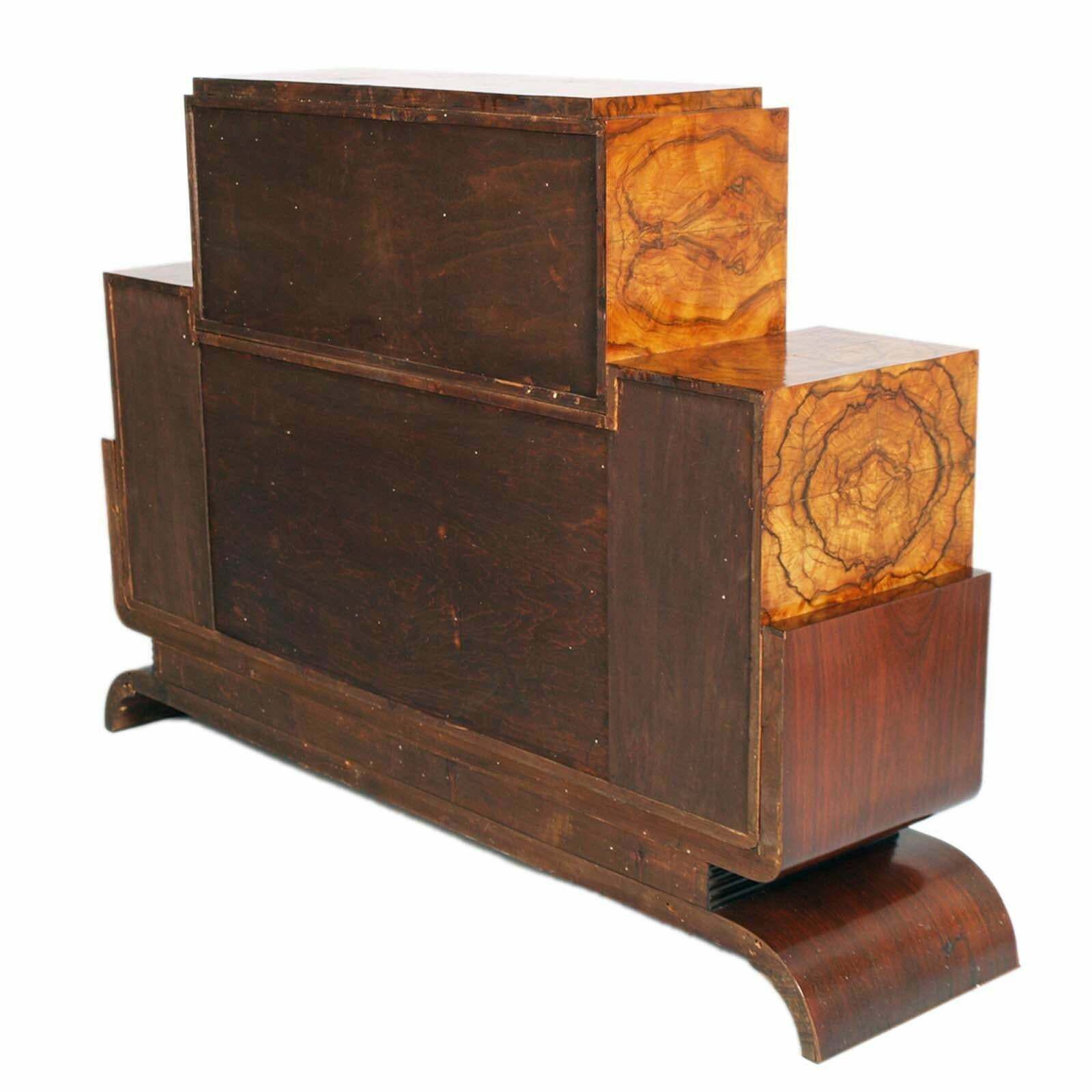 photo furniture 1930s French Art Decò Sideboard Buffet Dry Bar By Jules Leleu, In Walnut Briar