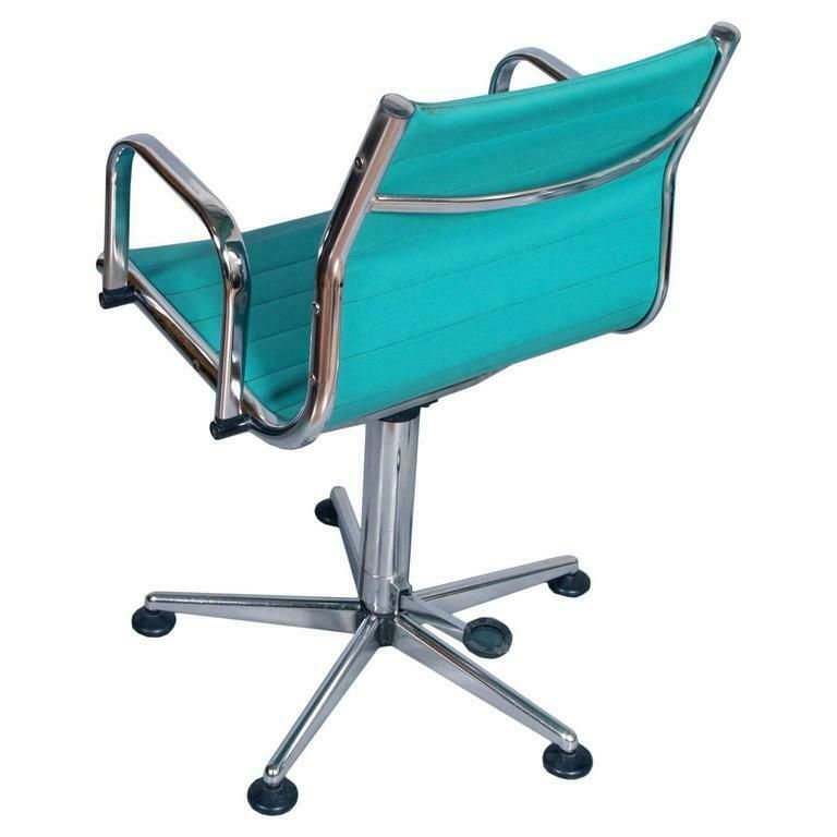 1960s Set Desk Chairs, Chromed Steel, Leatherette Upholstered, Adjustable Height photo 7518.12