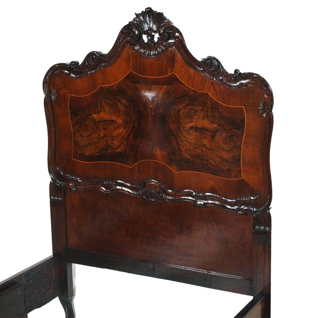 1920s Venetian Baroque Beds Hand Carved Walnut Burl  By Testolini And Salviati photo 7370.5599999999995