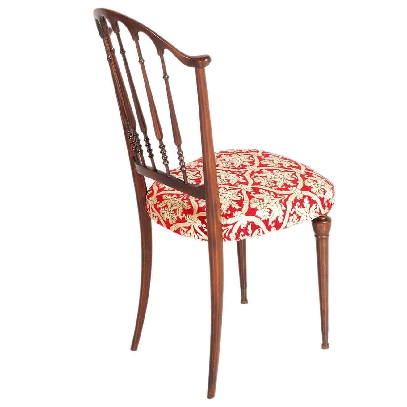 Mid Century Chiavari Chair By Paolo Buffa, Belle Epoque, Reupholstered Fortuny photo for sale