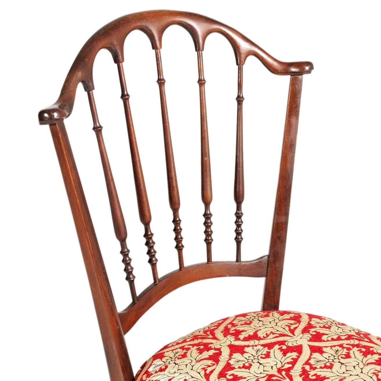 Mid Century Chiavari Chair By Paolo Buffa, Belle Epoque, Reupholstered Fortuny photo vinterior