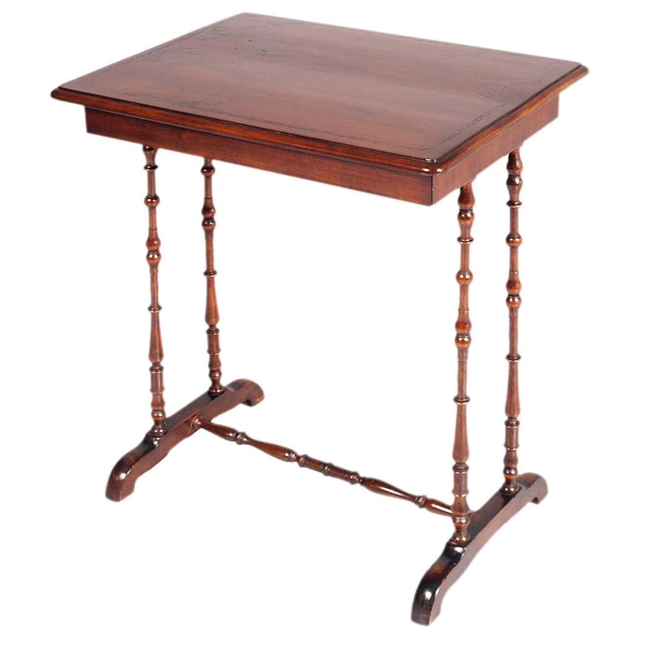 Antique 19th Century Small Vanity Desk, Work Table, Louis XIII Style In Walnut photo Furniture