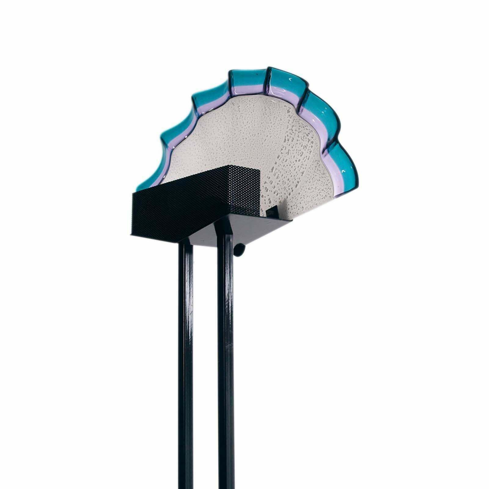 Mid Century Floor Lamp Art Decò Style By Av Mazzega Laquered Steel Murano Glass photo for sale