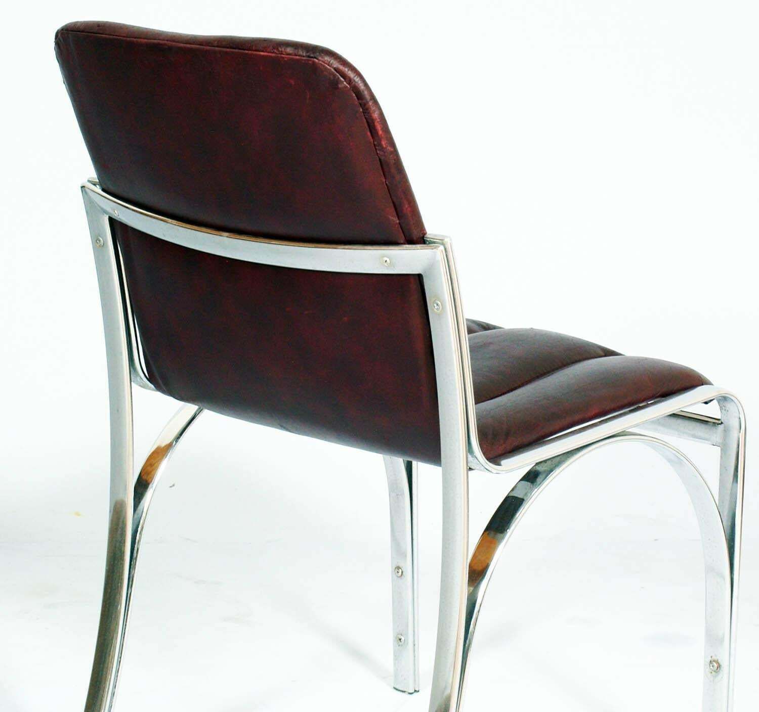 Italian 1970s Chairs Chromed Steel And Soft Leather Gastone Rinaldi Attributed photo buy